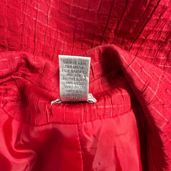 Chico's Womens Red Textured Pattern Blazer Jacket Size 2 Lined Lightweight - Picture 4 of 9